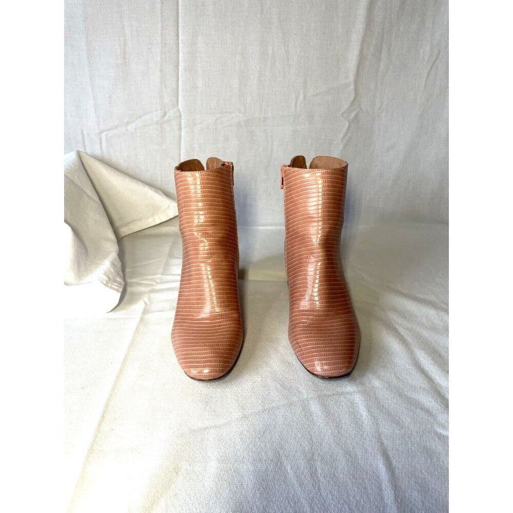 Chinese Laundry Davinna Peach Beige Reptile Embossed Ankle Boots Women’s 5.5